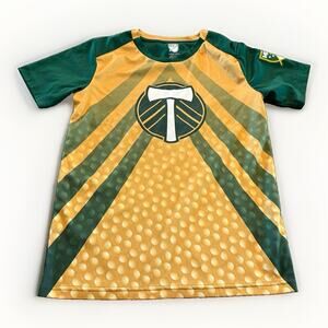 MLS Portland Timbers Youth Green Gold MLS Soccer Jersey Shirt Size L 12/14